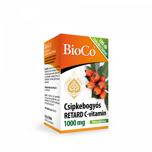 BioCo Csipkebogyós RETARD C-vitamin 1000 mg CSALÁDI CSOMAG 100 db filmtabletta