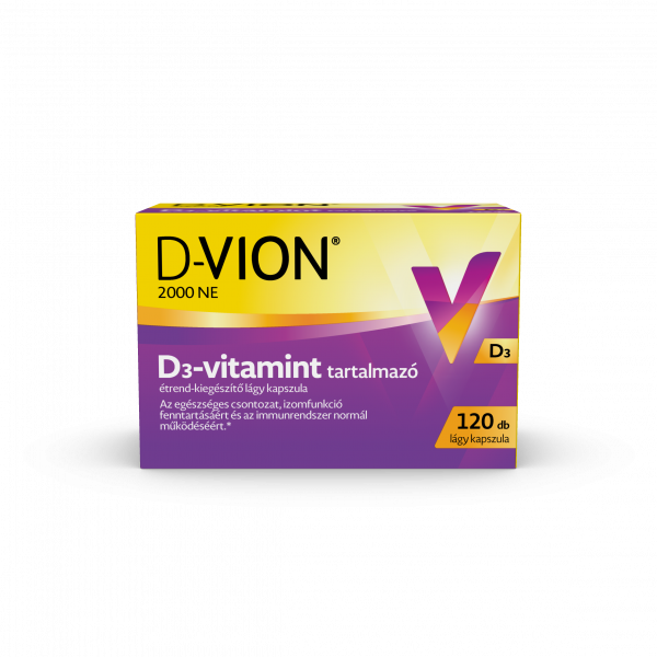 D-Vion 2000 NE D3-vitamint tartalmazó étrend-kiegészítő lágy kapszula (120 db)