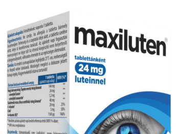 Maxiluten növényi kivonatokat, luteint, zeaxantint, A-vitamint, cinket és C-vitamint tartalmazó étrend-kiegészítő tabletta, 60 db