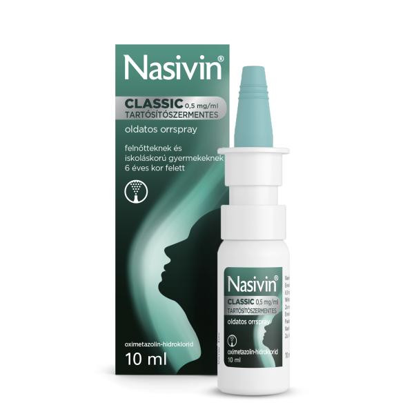 Nasivin Classic 0,5 mg/ml tartósítószermentes oldatos orrspray 10 ml