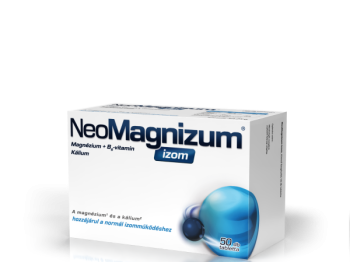 NeoMagnizum izom magnéziumot, káliumot és B6-vitamint tartalmazó étrend-kiegészítő tabletta, 50 db