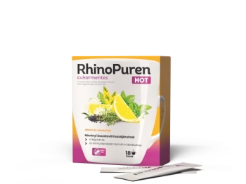 RhinoPuren HOT cukormentes C-vitamint, cinket s nvnyi kivonatokat tartalmaz trend-kiegszt italpor destszerekkel, 18 tasak