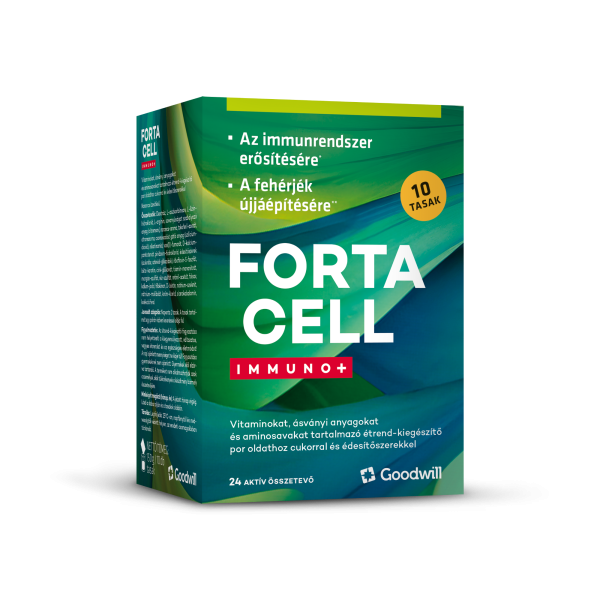 Fortacell Immuno+ vitaminokat, ásványi anyagokat és aminosavakat tartalmazó por oldathoz