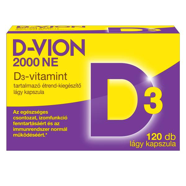 D-Vion 2000 NE D3-vitamint tartalmazó étrend-kiegészítő lágy kapszula (120 db)