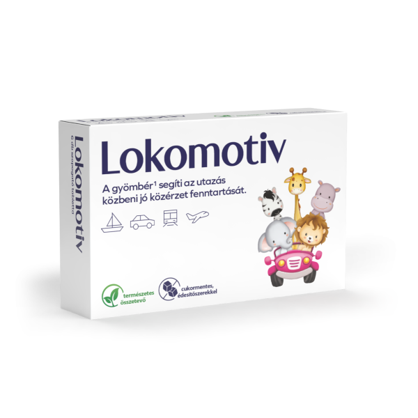 Lokomotiv gyömbért tartalmazó, cukormentes étrend-kiegészítő szopogató tabletta  