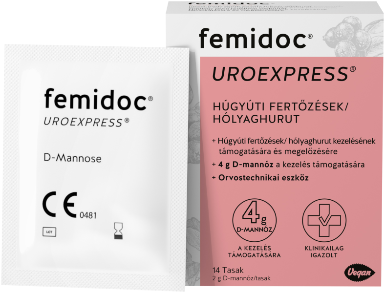UROEXPRESS Femidoc D-mannóz por húgyúti panaszokra 14x tasakban