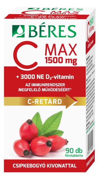 Béres C Max 1500 mg + 3000 NE D3-vitamin filmtabletta