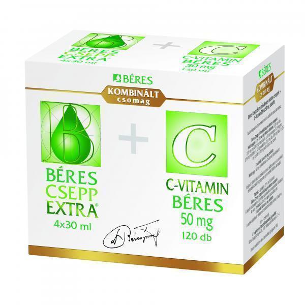 Béres Csepp Extra belsőleges oldatos cseppek + C-vitamin Béres 50 mg tabletta 4x30ml+120db