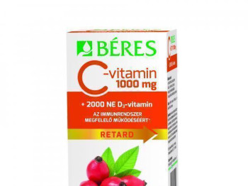 Béres C-vitamin 1000 mg RETARD filmtabletta csipkebogyó kivonattal + 2000 NE D3-vitamin, 90 db