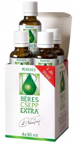 Béres Csepp Extra belsőleges oldatos cseppek, 4x30 ml