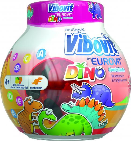 Vibovit By Eurovit Dino Gumivitamin Vitaminokat és ásványi anyagokat tartalmazó étrend-kiegészítő 50x
