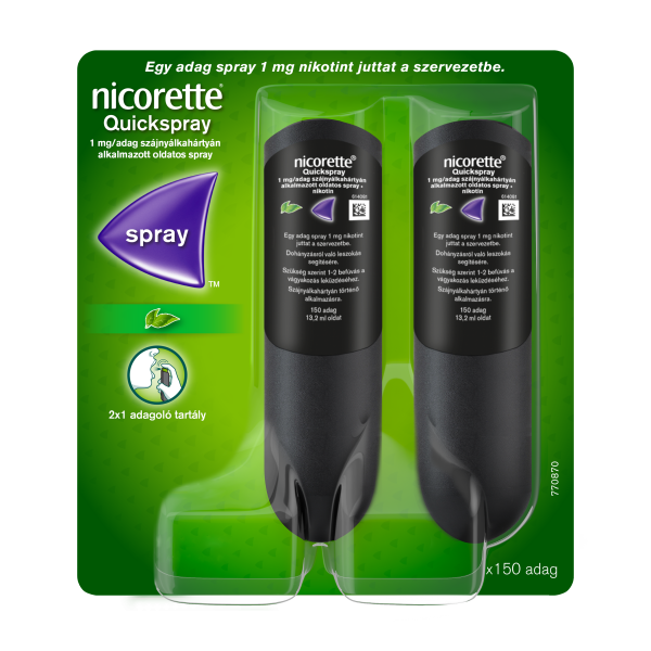 Nicorette® Quickspray 1 mg/adag szájnyálkahártyán alkalmazott oldatos spray 2x13,2ml 