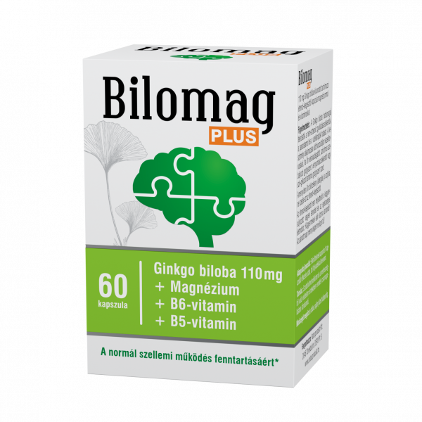 Bilomag PLUS 110 mg Ginkgo biloba kivonatot tartalmazó étrend-kiegészítő kapszula magnéziummal és vitaminokkal 60x