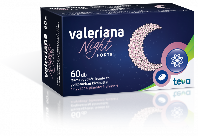 Valeriana Night Forte gyógynövénykivonatokat tartalmazó étrend-kiegészítő lágyzselatin kapszula 60x