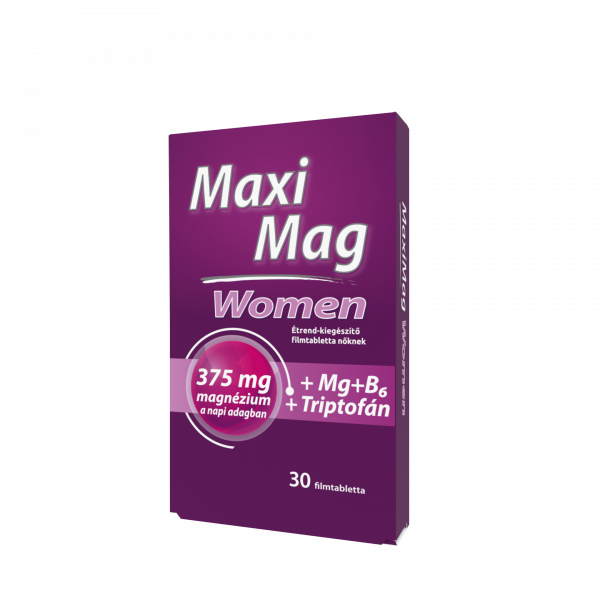 MaxiMag Women Étrend-kiegészítő filmtabletta nőknek magnéziummal, B-vitaminokkal és L-triptofánnal 30 db
