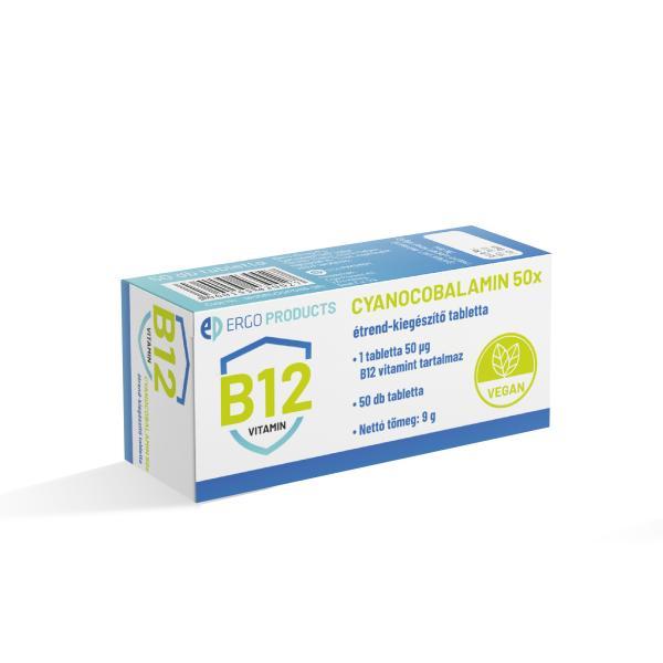 CYANOCOBALAMIN-B12  vitamin  étrend-kiegészítő tabletta, 50 db
