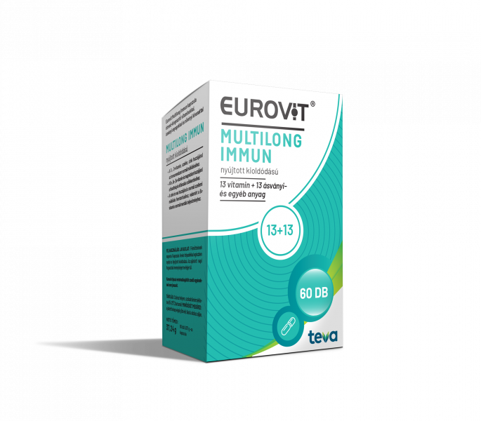 Eurovit Multilong Immun kapszula étrend-kiegészítő vitaminokkal,  ásványi anyagokkal és növényi kivonattal 60 db